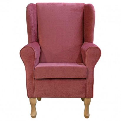 LUXE Standard Wingback Fireside Chair in an AquaClean Scala Rose Fabric