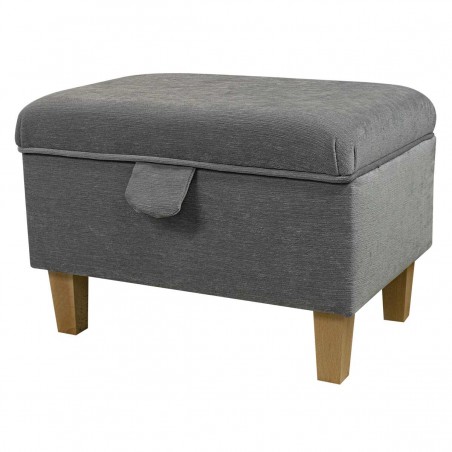 Storage Footstool, Ottoman, Pouffe in a Pimlico Crush Grey Fabric