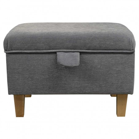 grey fabric storage pouffe