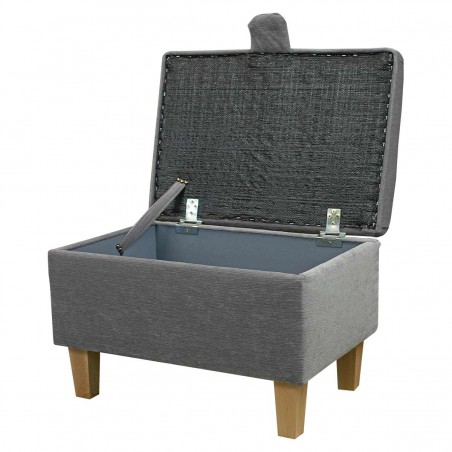 Storage Footstool, Ottoman, Pouffe in a Pimlico Crush Grey Fabric