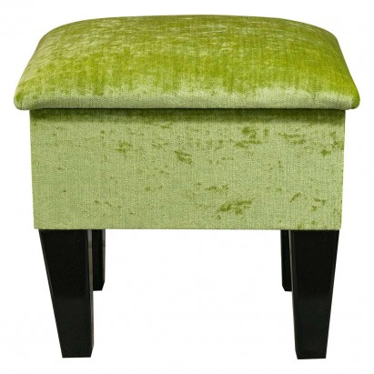 Small Dressing Table Stool in a Pastiche Slub Lime Green Fabric