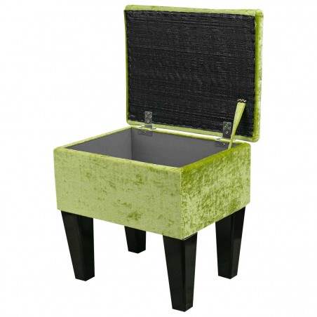 Small Dressing Table Stool in a Pastiche Slub Lime Green Fabric