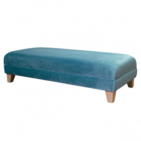 large blue velvet footstool