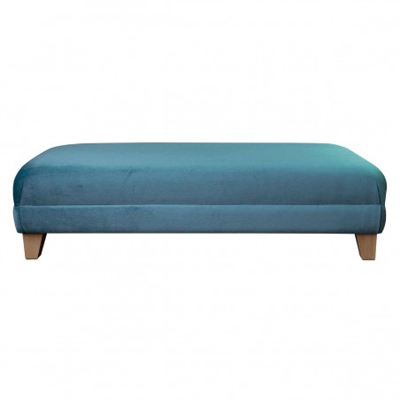 Large Footstool in a Monaco Sky Supersoft Velvet Fabric