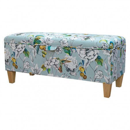 Storage Bench Stool in a Meastro Rembrandt Hummingbird Duck Egg Printed Velvet Fabric