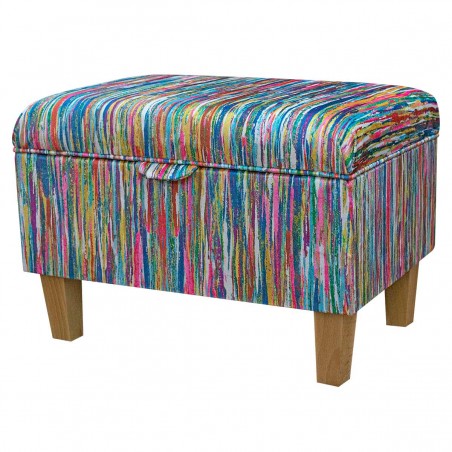 LUXE Storage Footstool, Ottoman, Pouffe in a Prints Stripe Multicolour Fabric