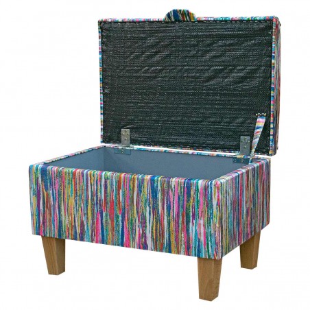 LUXE Storage Footstool, Ottoman, Pouffe in a Prints Stripe Multicolour Fabric