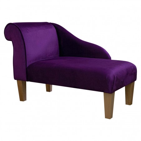 41" Mini Chaise Longue in a Monaco Amethyst Supersoft Velvet Fabric