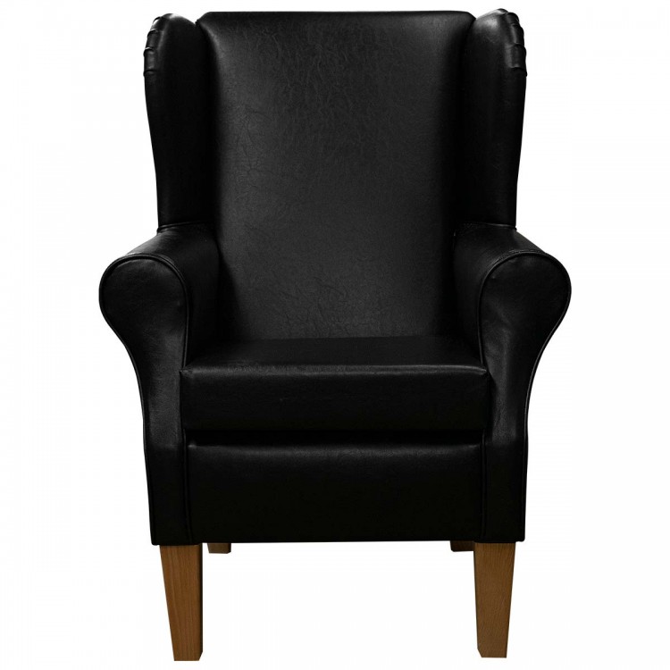 black faux leather armchair