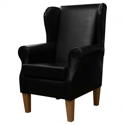 faux leather armchair black