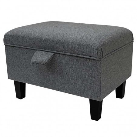 Storage Footstool, Ottoman, Pouffe in a Dundee Herringbone Grey Fabric