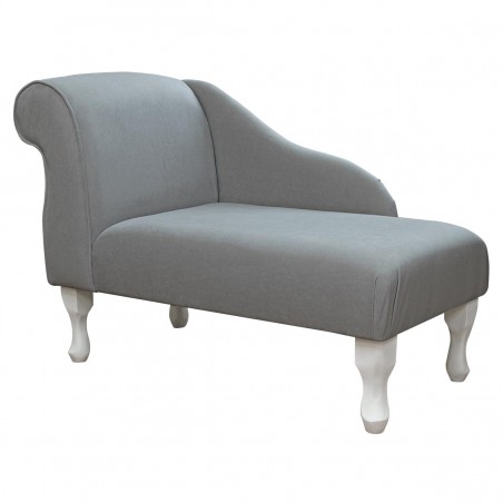 41" Mini Chaise Longue in a Notting Hill Dove Grey Velvet Fabric