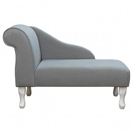 41" Mini Chaise Longue in a Notting Hill Dove Grey Velvet Fabric