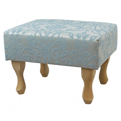 Small Footstool in a Woburn Medallion Blue Fabric