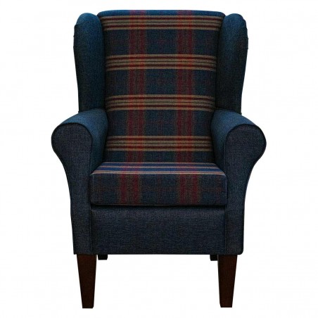 Standard Wingback Fireside Chair in Gleneagles Check & Plain Granite Fabric