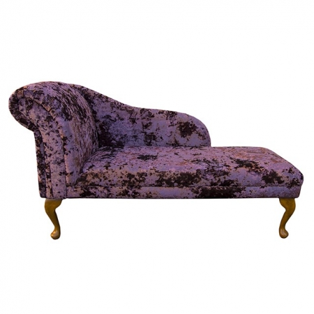 52" Classic Style Chaise Longue in a Lustro Amethyst Chenille Fabric - LUS1311