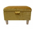 Storage Footstool, Ottoman, Pouffe in a Pastiche Slub Mustard Fabric