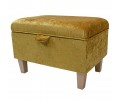 Storage Footstool, Ottoman, Pouffe in a Pastiche Slub Mustard Fabric