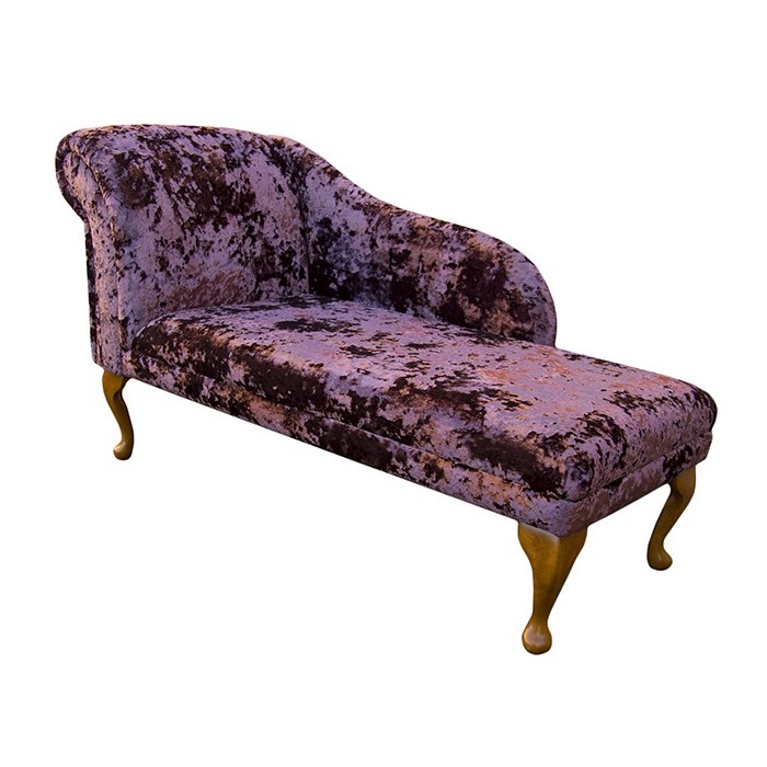 52" Classic Style Chaise Longue in a Lustro Amethyst Chenille Fabric - LUS1311