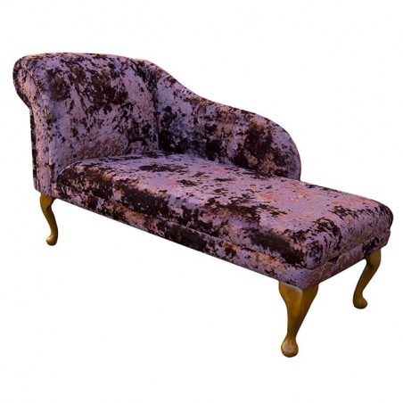 52" Classic Style Chaise Longue in a Lustro Amethyst Chenille Fabric - LUS1311