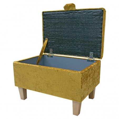 Storage Footstool, Ottoman, Pouffe in a Pastiche Slub Mustard Fabric