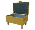 Storage Footstool, Ottoman, Pouffe in a Pastiche Slub Mustard Fabric