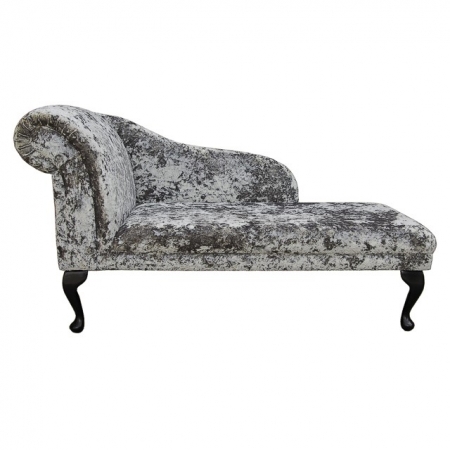 52" Classic Style Chaise Longue in a Lustro Mercury Chenille Fabric - LUS1316