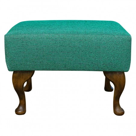 LUXE Small Footstool in an AquaClean Oban Jade Fabric