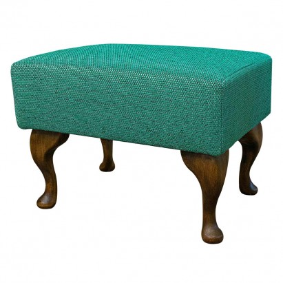 LUXE Small Footstool in an AquaClean Oban Jade Fabric