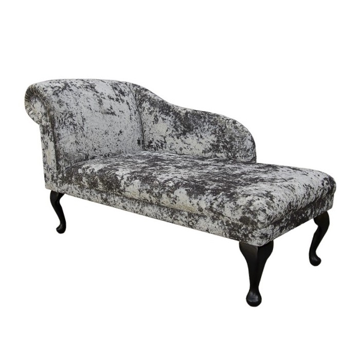 52" Classic Style Chaise Longue in a Lustro Mercury Chenille Fabric - LUS1316