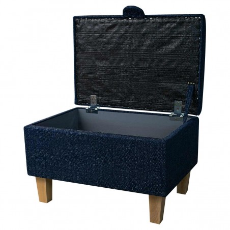 Storage Stool Ottoman in a Ponte Plain Midnight Metallic Fabric