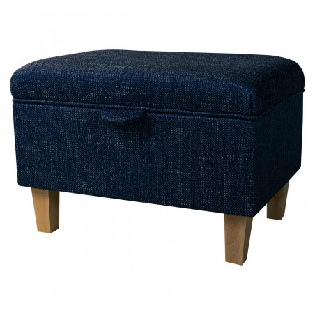 Storage Stool Ottoman in a Ponte Plain Midnight Metallic Fabric