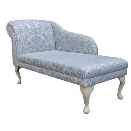 52" Classic Style Chaise Longue in a Medallion Blue Fabric - 17051