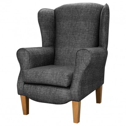 Duchess Wingback Armchair in a Maya Charcoal Velvet Faux Weave Fabric