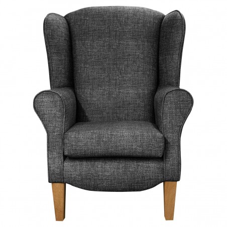 Duchess Wingback Armchair in a Maya Charcoal Velvet Faux Weave Fabric