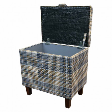 Tall Storage Footstool Box, Ottoman, Pouffe in a Bologna Tartan Sandalwood Fabric