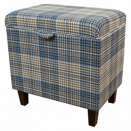 Tall Storage Footstool Box, Ottoman, Pouffe in a Bologna Tartan Sandalwood Fabric