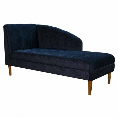 70" Large Seashell Chaise Longue Daybed in a Pimlico Crush Navy Fabric