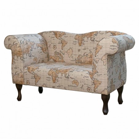 Small Chaise Sofa in a Maps Multi 100% Cotton Fabric
