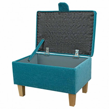 Storage Footstool, Ottoman, Pouffe in a Pimlico Crush Azure Fabric