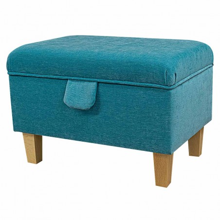 Storage Footstool, Ottoman, Pouffe in a Pimlico Crush Azure Fabric