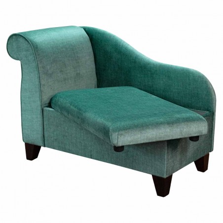 41" Storage Chaise Longue in a Destino Peacock Easyclean Velvet Fabric