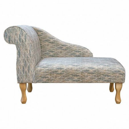 LUXE 41" Mini Chaise Longue in Accento Leaf Beige Fabric