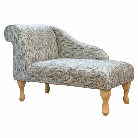 LUXE 41" Mini Chaise Longue in Accento Leaf Beige Fabric