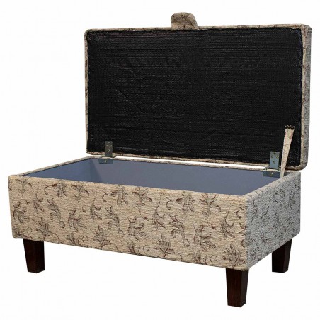 Storage Footstool, Ottoman, Pouffe in a Camden Leaf Wheat Fabric