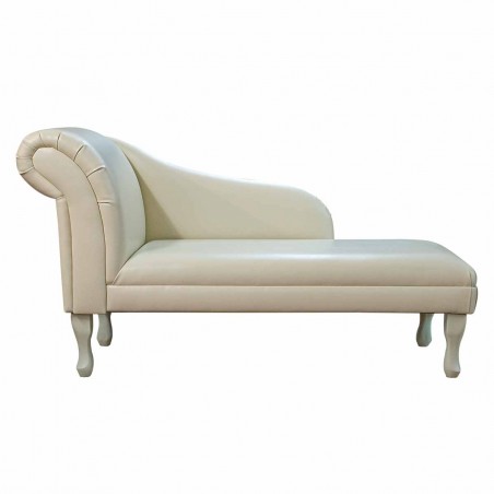 52" Medium Chaise Longue in a Cream Faux Leather