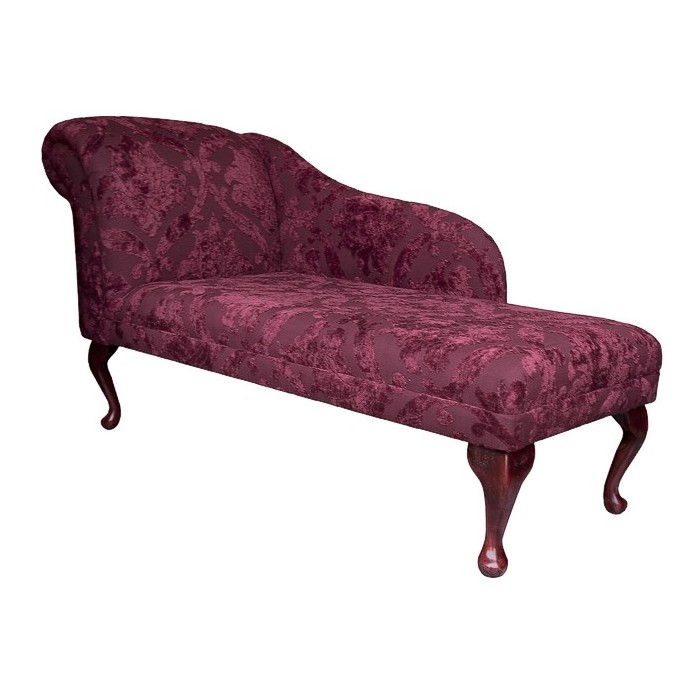 52" Classic Style Chaise Longue in a Medallion Wine Fabric - 18277