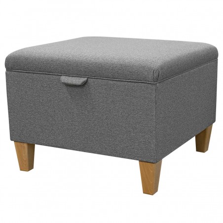 Large Square Storage Ottoman in a Dundee Herringbone Grey Fabric