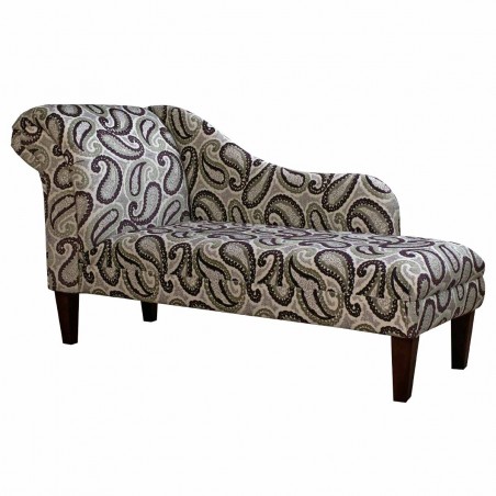 LUXE 60" Large Chaise Longue in an Eleganza II Paisley Damson Fabric