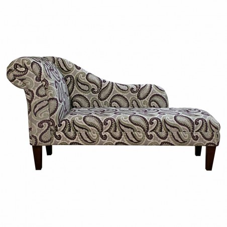 LUXE 60" Large Chaise Longue in an Eleganza II Paisley Damson Fabric